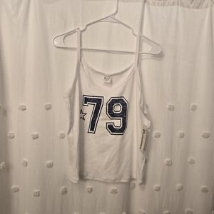 No Boundaries Juniors White Tank Top with Blue Number 79 Nwt Crop Various Sizes